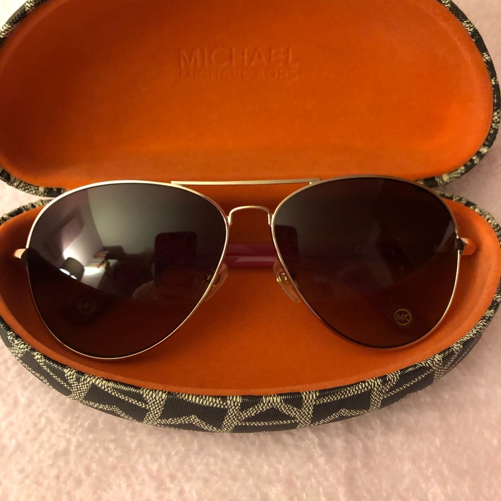 Michael Kors Rose Gold Aviator Sunglasses - Picture 6 of 6